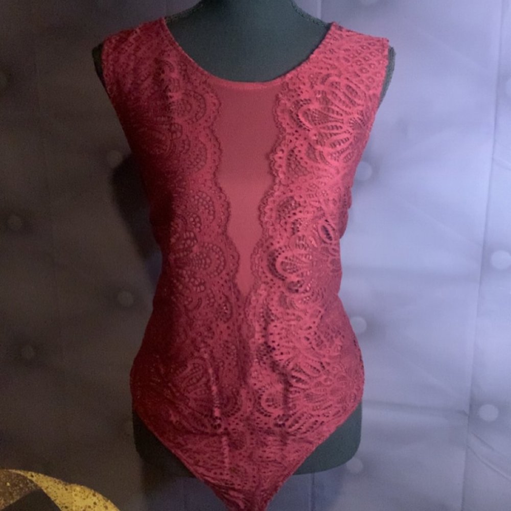 Burgundy Lace Bodysuit